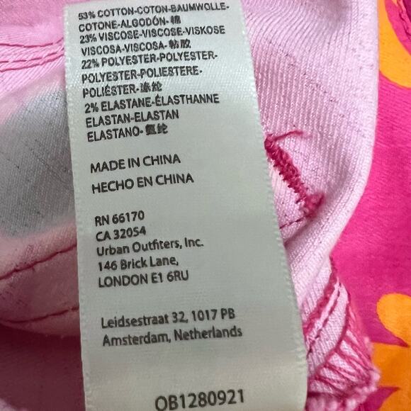 Free People Youthquake Flare Jeans 27 Pink Daisy Hippie Retro Cropped Floral New - Picture 12 of 12